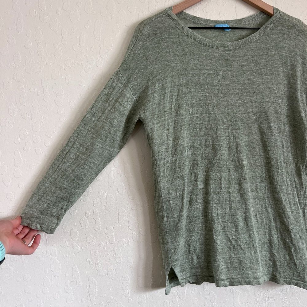 J. McLaughlin 100% Linen Alva Crew Neck Pullover Lightweight Sweater Small Green - Picture 4 of 7